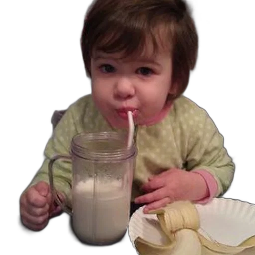 food, face, child, enjoys, smoothie, banana, side transparent PNG cut-out
