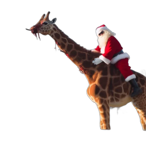 animal, creature, 3d render, man, dressed, santa, rides, decorated transparent PNG cut-out