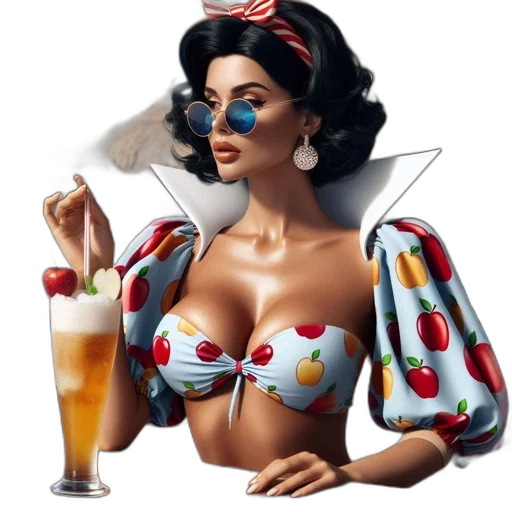 concept art, photorealistic, fantasy art, pixel art, woman, vintage, hair, red-and-white transparent PNG cut-out