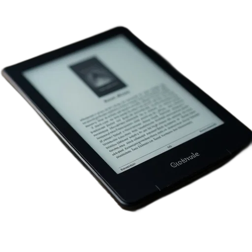 modern, e-reader, black, screen, displaying, text, images, placed transparent PNG cut-out