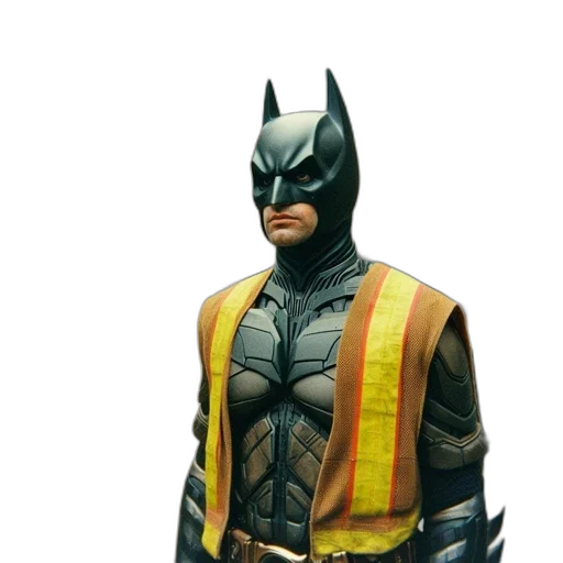 concept art, comic book art, 3d render, man, batman, costume, stands, urban transparent PNG cut-out