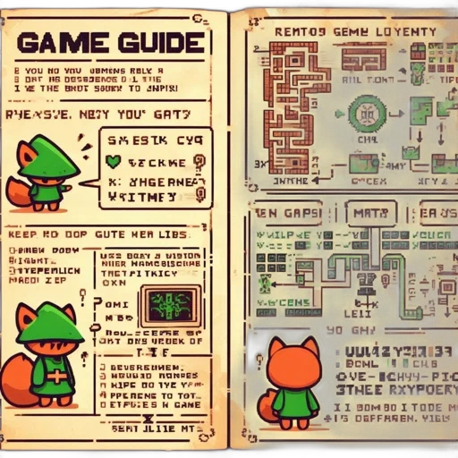 pixel art, concept art, green, pixelated, guide, game, rentog, fox-characterized transparent PNG cut-out