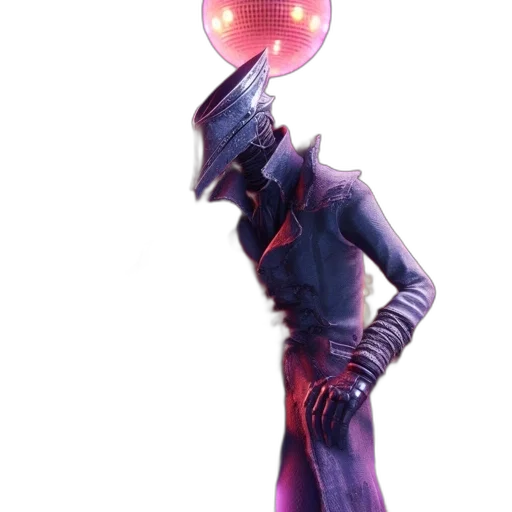 robot, creature, staff, mask, concept art, 3d render, cyberpunk, vaporwave transparent PNG cut-out