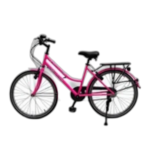 photorealistic, 3d render, pink, bicycle, black, seat, handlebars, displayed transparent PNG cut-out