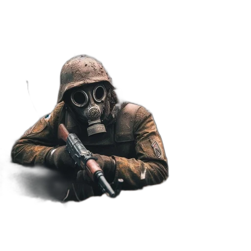 mask, weapon, jacket, face, concept art, watercolor, 3d render, pixel art transparent PNG cut-out