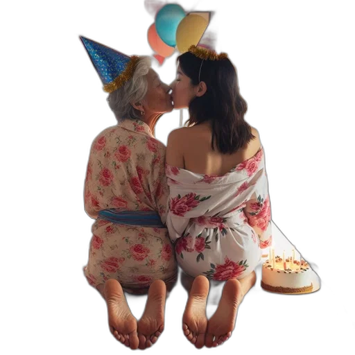 hat, umbrella, underwater, two, women, sit, together, decorated transparent PNG cut-out