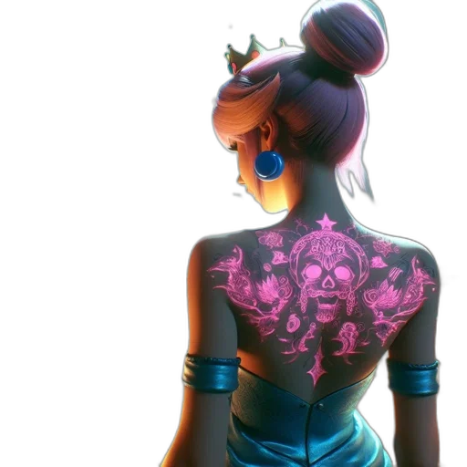 crown, dress, concept art, fantasy art, 3d render, cyberpunk, neon, pastel transparent PNG cut-out