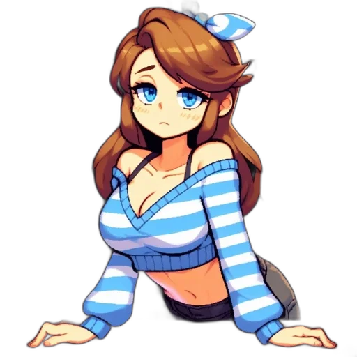 dress, staff, pixel art, anime, cartoon, concept art, blue, monochrome transparent PNG cut-out