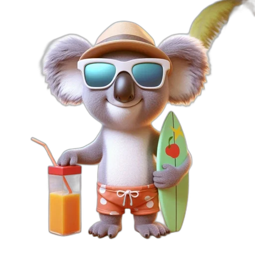 staff, animal, 3d render, concept art, cartoon, photorealistic, anthropomorphic, koala transparent PNG cut-out