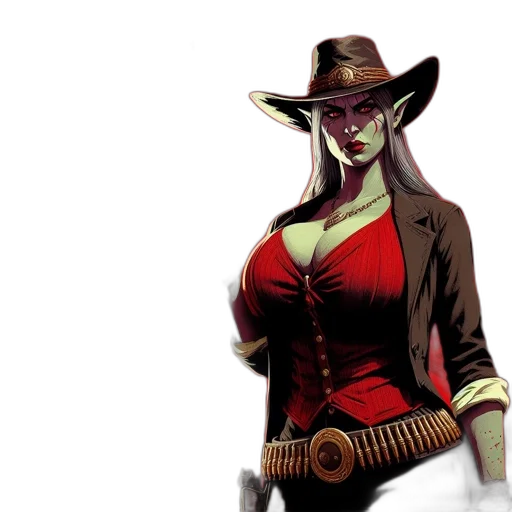 staff, hat, jacket, comic book art, concept art, fantasy art, cartoon, woman transparent PNG cut-out