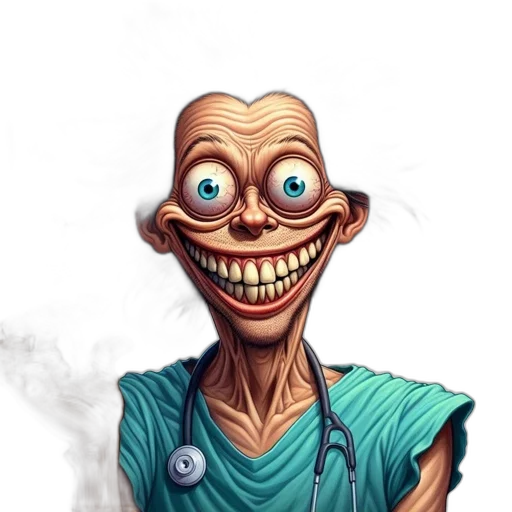 face, mask, staff, concept art, comic book art, fantasy art, cartoon, eccentric transparent PNG cut-out