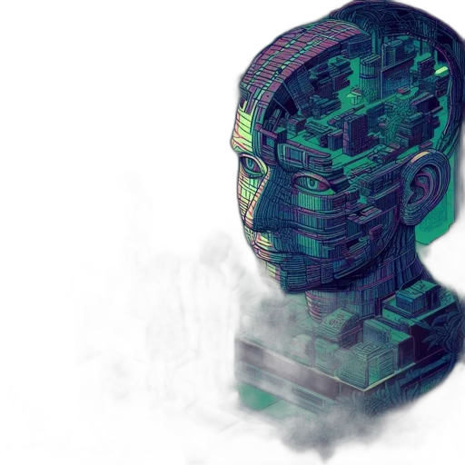 robot, mask, face, cyberpunk, concept art, vaporwave, pixel art, green transparent PNG cut-out