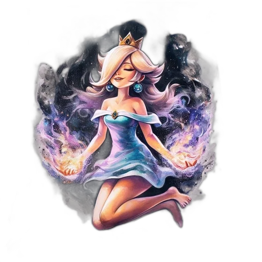 dress, fantasy art, concept art, comic book art, pixel art, fire, outer space, ethereal transparent PNG cut-out