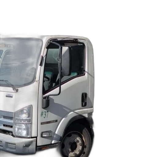photorealistic, white, truck, number, parked, lot transparent PNG cut-out