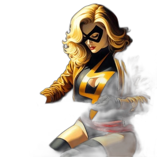 comic book art, concept art, fantasy art, cartoon, golden, mysterious, woman, donning transparent PNG cut-out