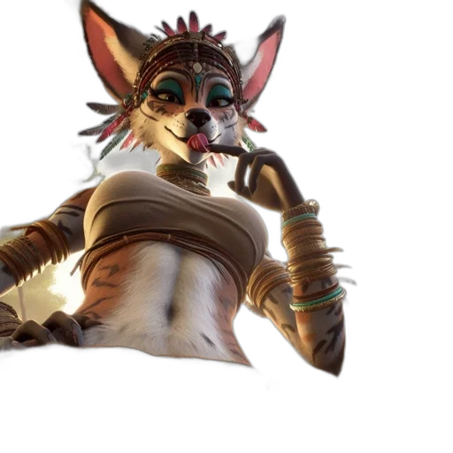 mask, staff, animal, creature, concept art, 3d render, fantasy art, cyberpunk transparent PNG cut-out