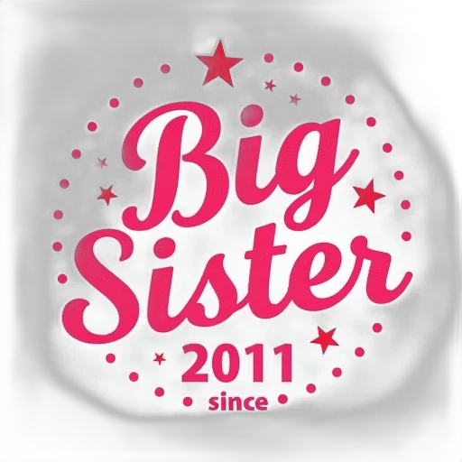 pink, white, graphic, design, featuring, words, big, sister transparent PNG cut-out
