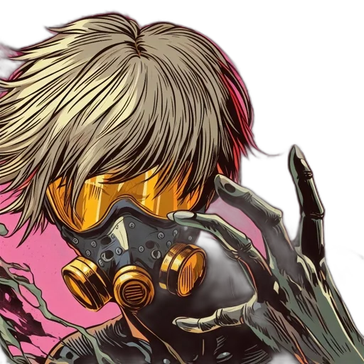 hair, mask, weapon, sword, concept art, golden, dark, person transparent PNG cut-out