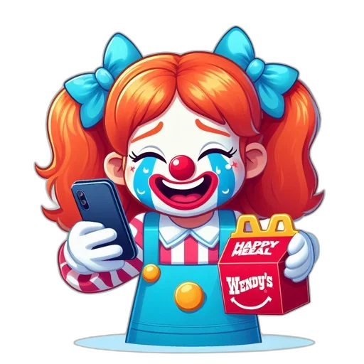 food, face, robot, concept art, animated, clown, red, curled transparent PNG cut-out