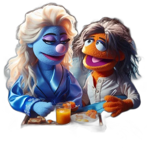 concept art, cartoon, photorealistic, pixel art, outer space, two, puppet, characters transparent PNG cut-out