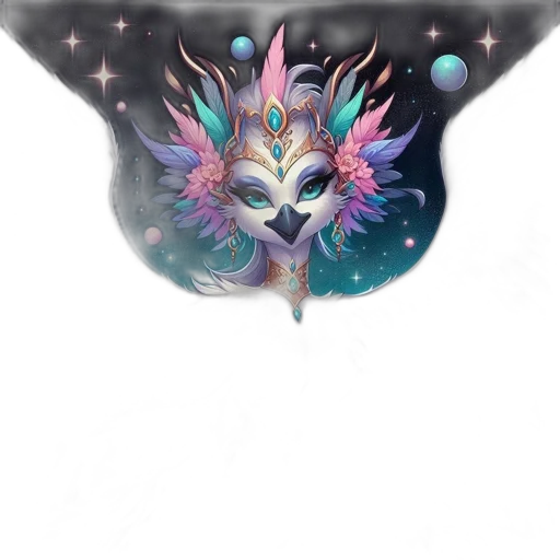 mask, crown, staff, creature, fantasy art, concept art, vaporwave, pixel art transparent PNG cut-out
