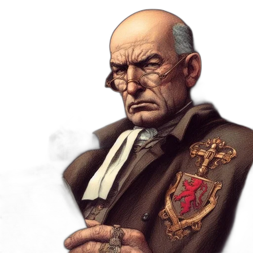 staff, face, jacket, concept art, comic book art, fantasy art, photorealistic, elderly transparent PNG cut-out