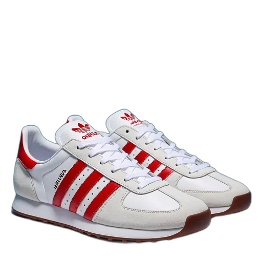 shoes, adidas, originals, leather, white, red, blue transparent PNG cut-out