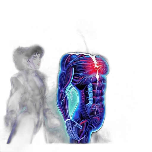 robot, creature, jewelry, jacket, concept art, 3d render, vaporwave, photorealistic transparent PNG cut-out