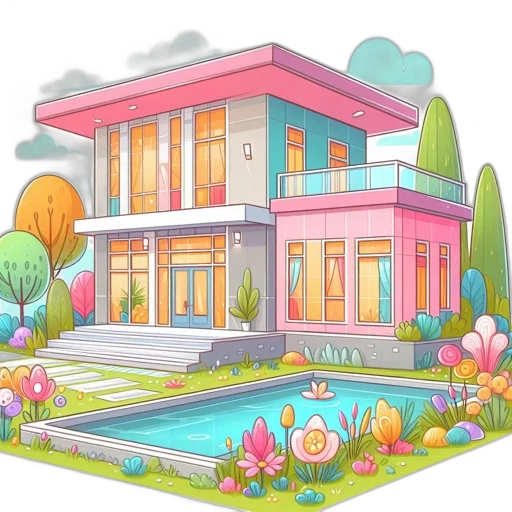 building, furniture, 3d render, concept art, cartoon, anime, city street, pastel transparent PNG cut-out