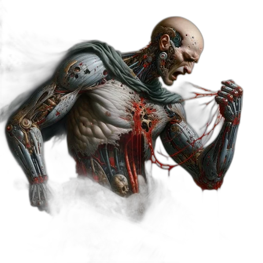 creature, robot, concept art, fantasy art, photorealistic, comic book art, bald, cybernetic transparent PNG cut-out