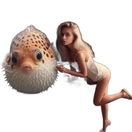 creature, animal, umbrella, hair, concept art, fantasy art, photorealistic, pixel art transparent PNG cut-out