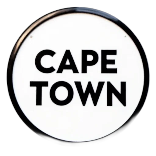 white, circular, sign, black, border, word, cape, town transparent PNG cut-out