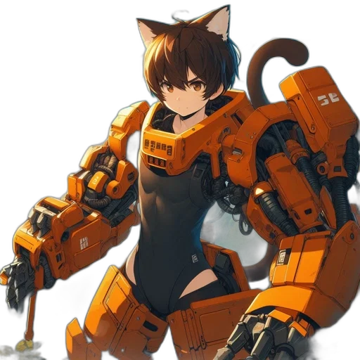robot, weapon, animal, concept art, anime, cyberpunk, pixel art, anthropomorphic transparent PNG cut-out