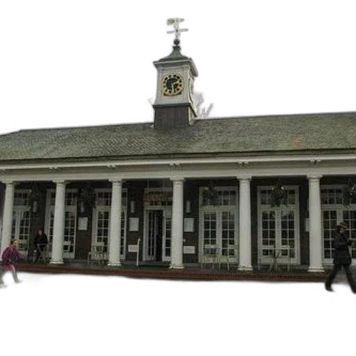 building, staff, 3d render, city street, large, white, columns, clock transparent PNG cut-out