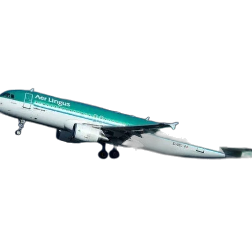 green, white, aer, lingus, airplane, takes, off, runway transparent PNG cut-out