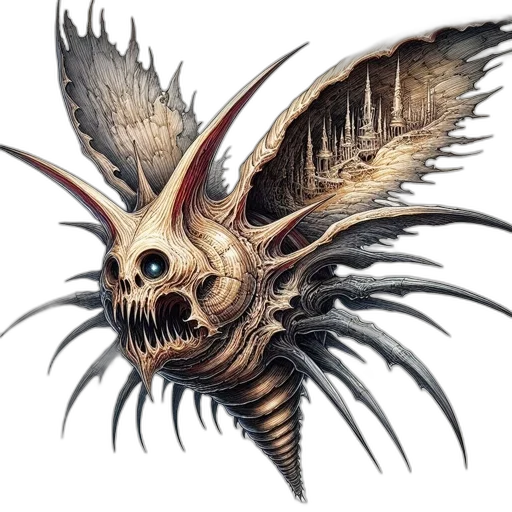 dragon, creature, mask, hair, concept art, fantasy art, photorealistic, 3d render transparent PNG cut-out