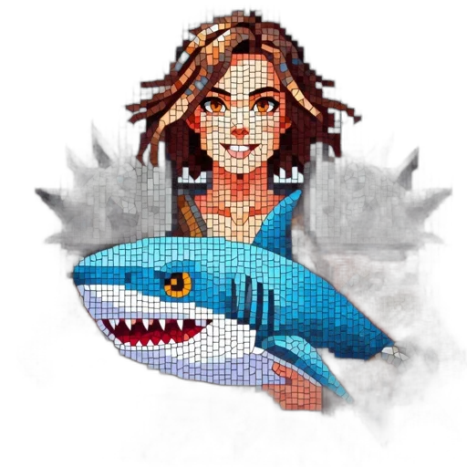 creature, pixel art, concept art, fantasy art, vaporwave, underwater, pixelated, artwork transparent PNG cut-out