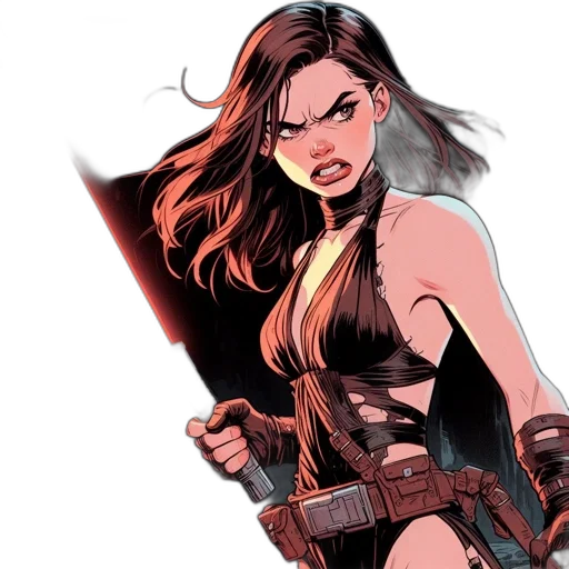 comic book art, concept art, fantasy art, cartoon, female, figure, dark, tresses transparent PNG cut-out