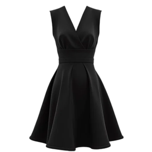 dress, monochrome, dark, black, sleeveless, v-neck, fitted, bodice transparent PNG cut-out