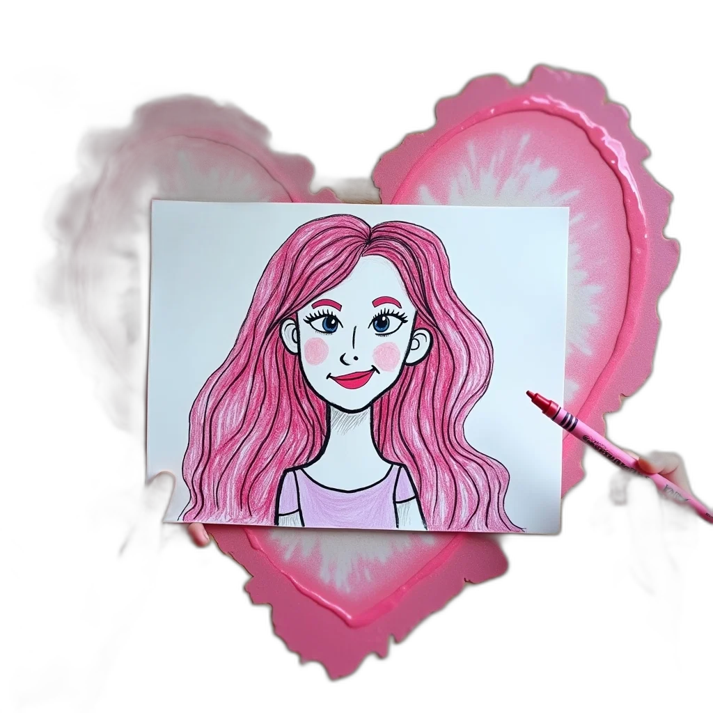 face, flower, cartoon, concept art, watercolor, anime, neon lights, red transparent PNG cut-out