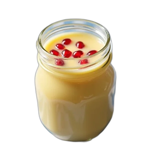 food, glass, jar, filled, smooth, creamy, liquid, placed transparent PNG cut-out