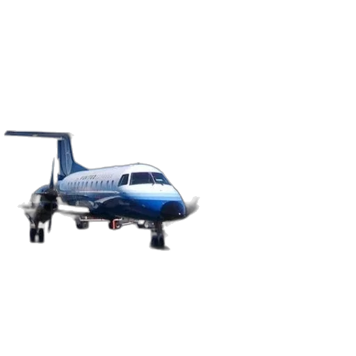 3d render, small, blue, white, airplane, runway, people, walking transparent PNG cut-out