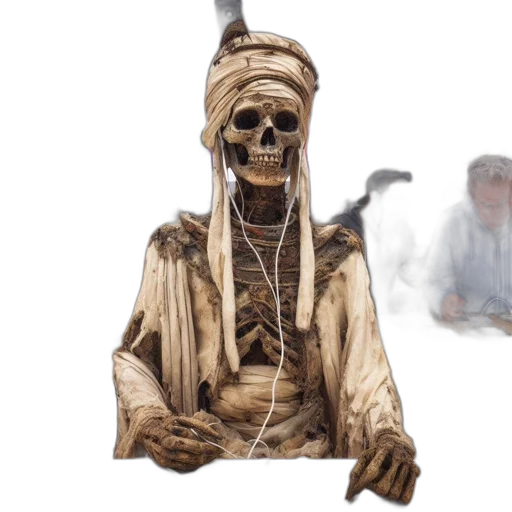 mask, staff, jewelry, creature, concept art, 3d render, photorealistic, ancient transparent PNG cut-out