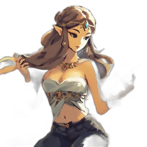 dress, crown, staff, fantasy art, concept art, pixel art, watercolor, golden transparent PNG cut-out