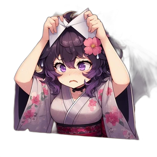 umbrella, dress, dragon, mask, anime, pixel art, watercolor, fantasy art transparent PNG cut-out