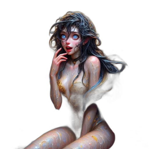 dress, fantasy art, concept art, oil painting, pixel art, neon lights, fire, fog transparent PNG cut-out