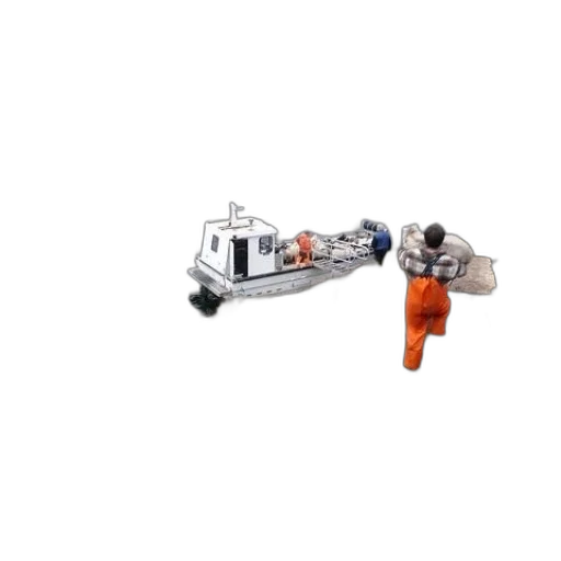 jewelry, weapon, robot, staff, man, orange, overalls, walking transparent PNG cut-out