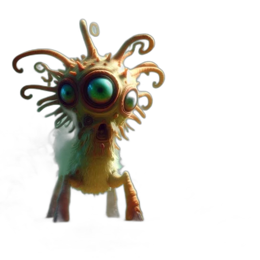creature, mask, staff, robot, 3d render, concept art, fantasy art, underwater transparent PNG cut-out