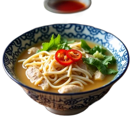 food, weapon, photorealistic, 3d render, bowl, noodle, soup, chicken transparent PNG cut-out