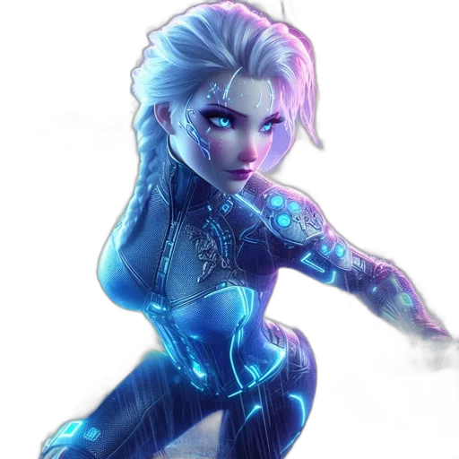 robot, concept art, cyberpunk, comic book art, fantasy art, blue, animated, figure transparent PNG cut-out